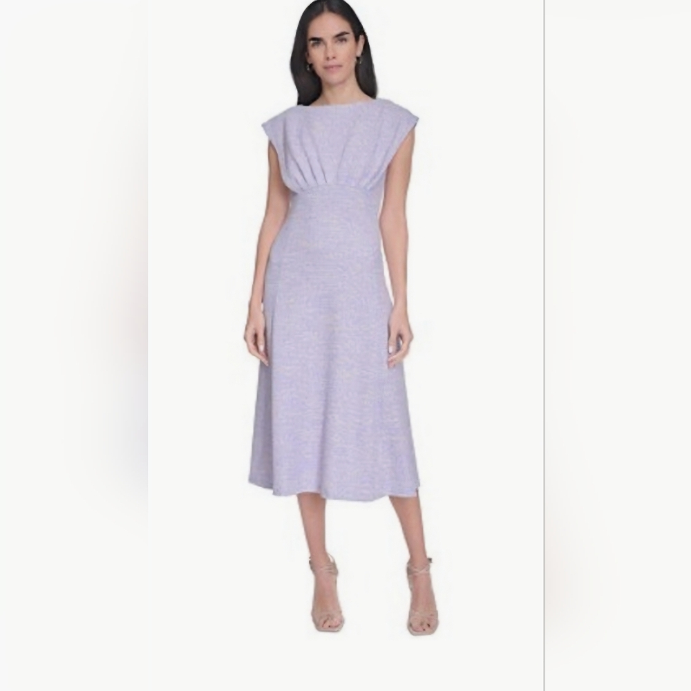 Calvin Klein Lilac Cap-Sleeve Midi Dress